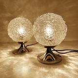 Pair of Vintage Glass Bubble Bedside Lamps