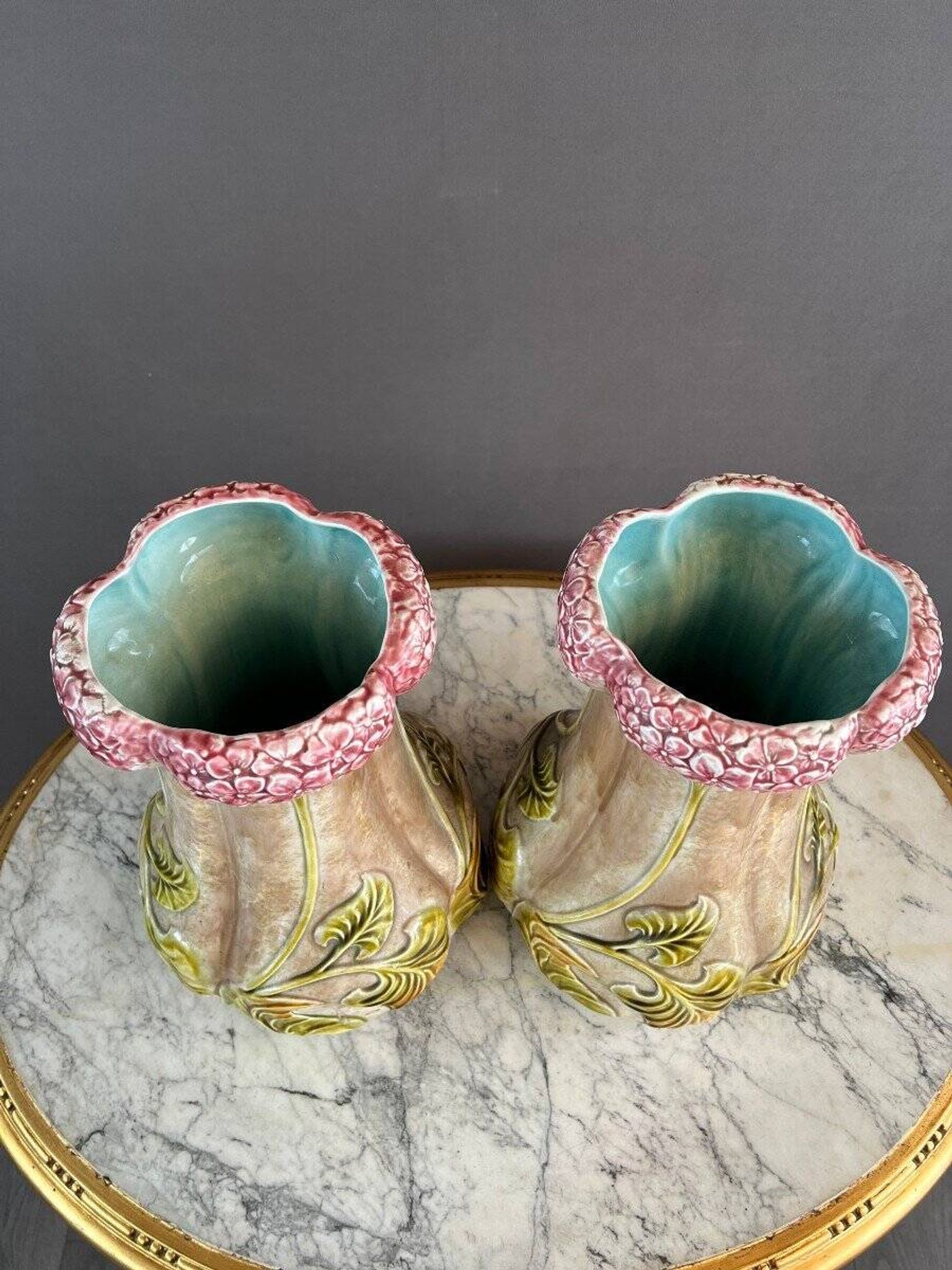 Pair of Art Nouveau Style Earthenware Vases, 20th Century
