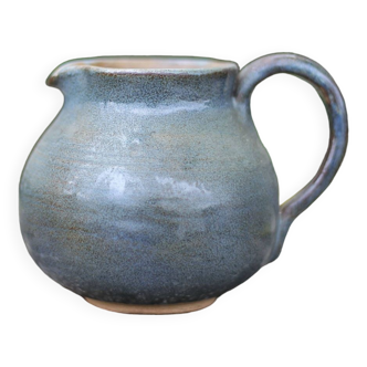 Blue glazed ceramic pitcher signed BB, vintage pitcher, small pitcher, cream pot, milk pot