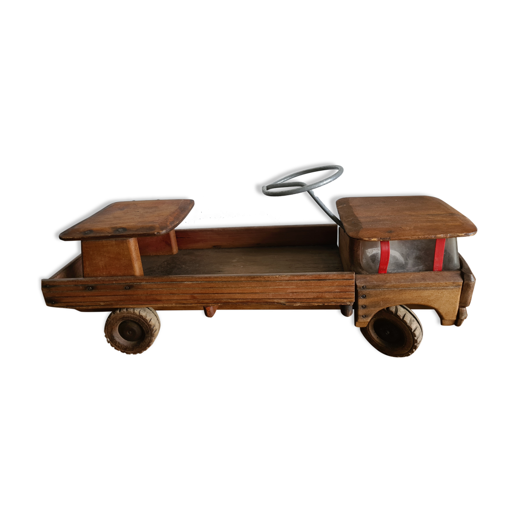 Camion Plateau En Bois Dejou Années 60 – Longueur 41 Cm – Jouet Vintage France