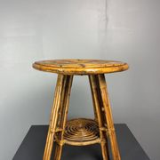 Mid-Century Italian pencil reed rattan side or occasional table, ca 1950s