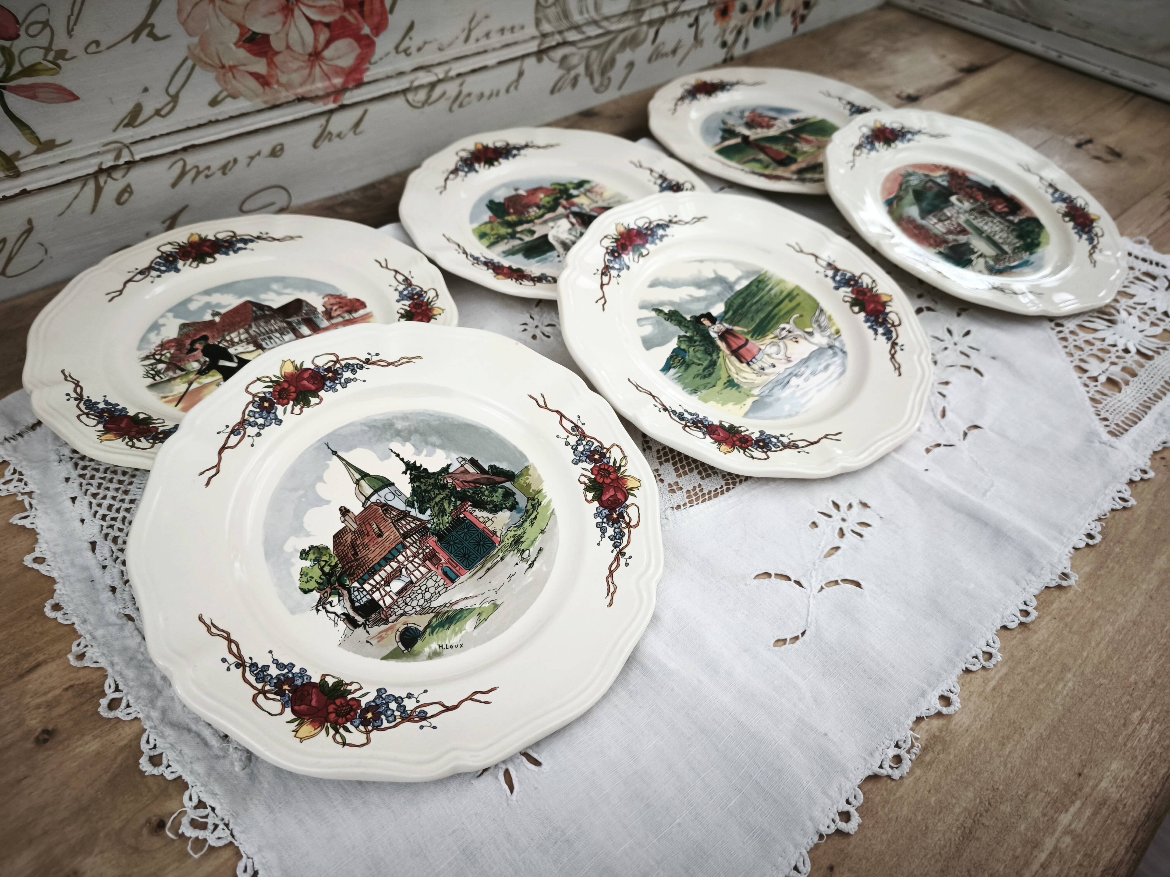 Set of 6 dessert plates Sarreguemines model Obernai