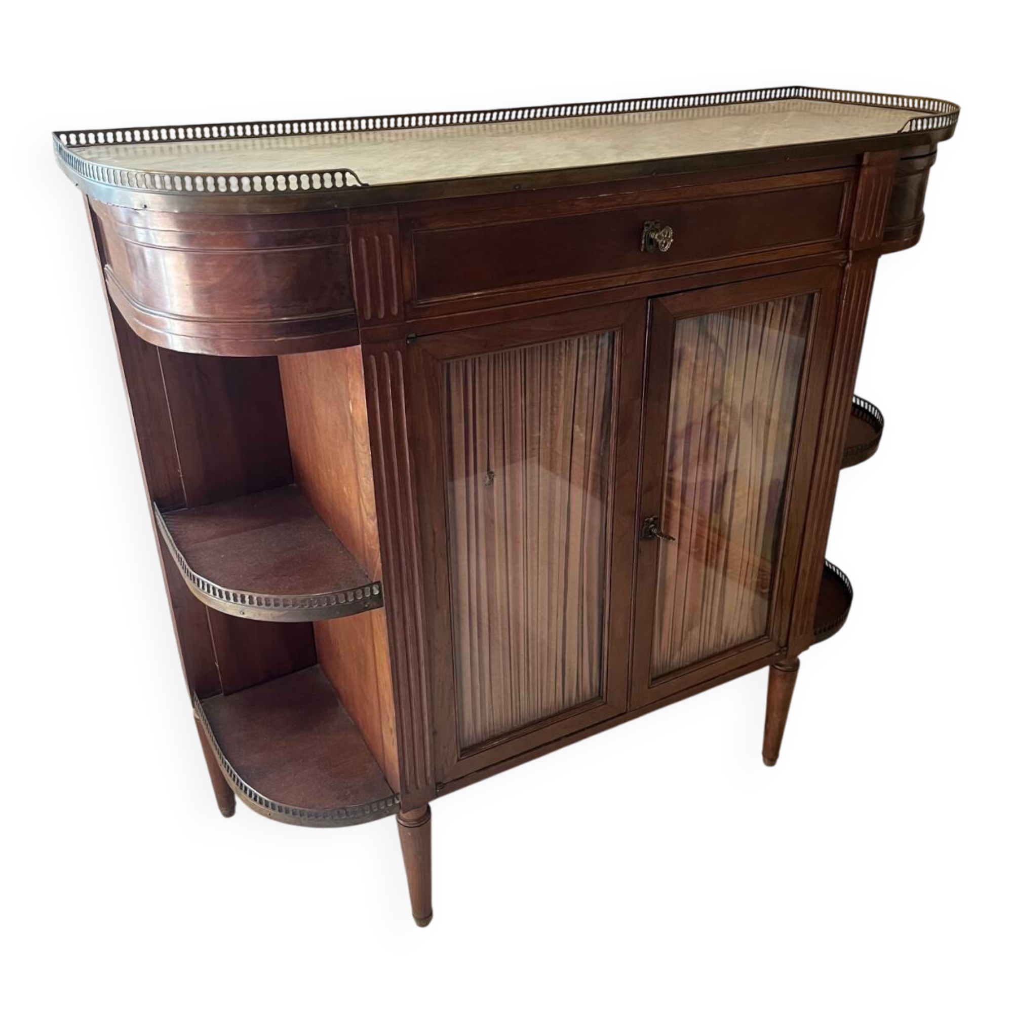 Antique marble and wood sideboard