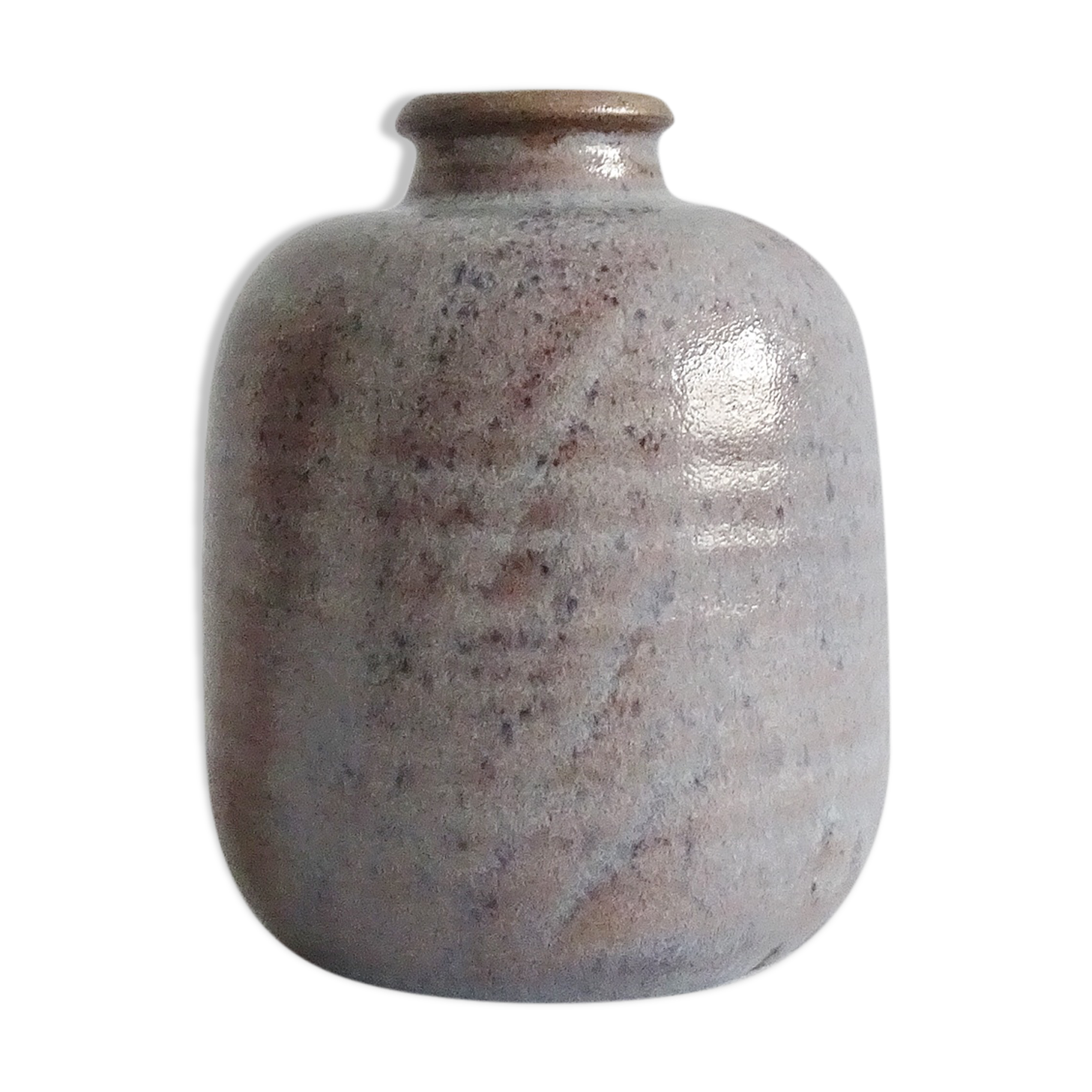 Vase in blau braun, Mid Century Keramik, bauchige Blumenvase