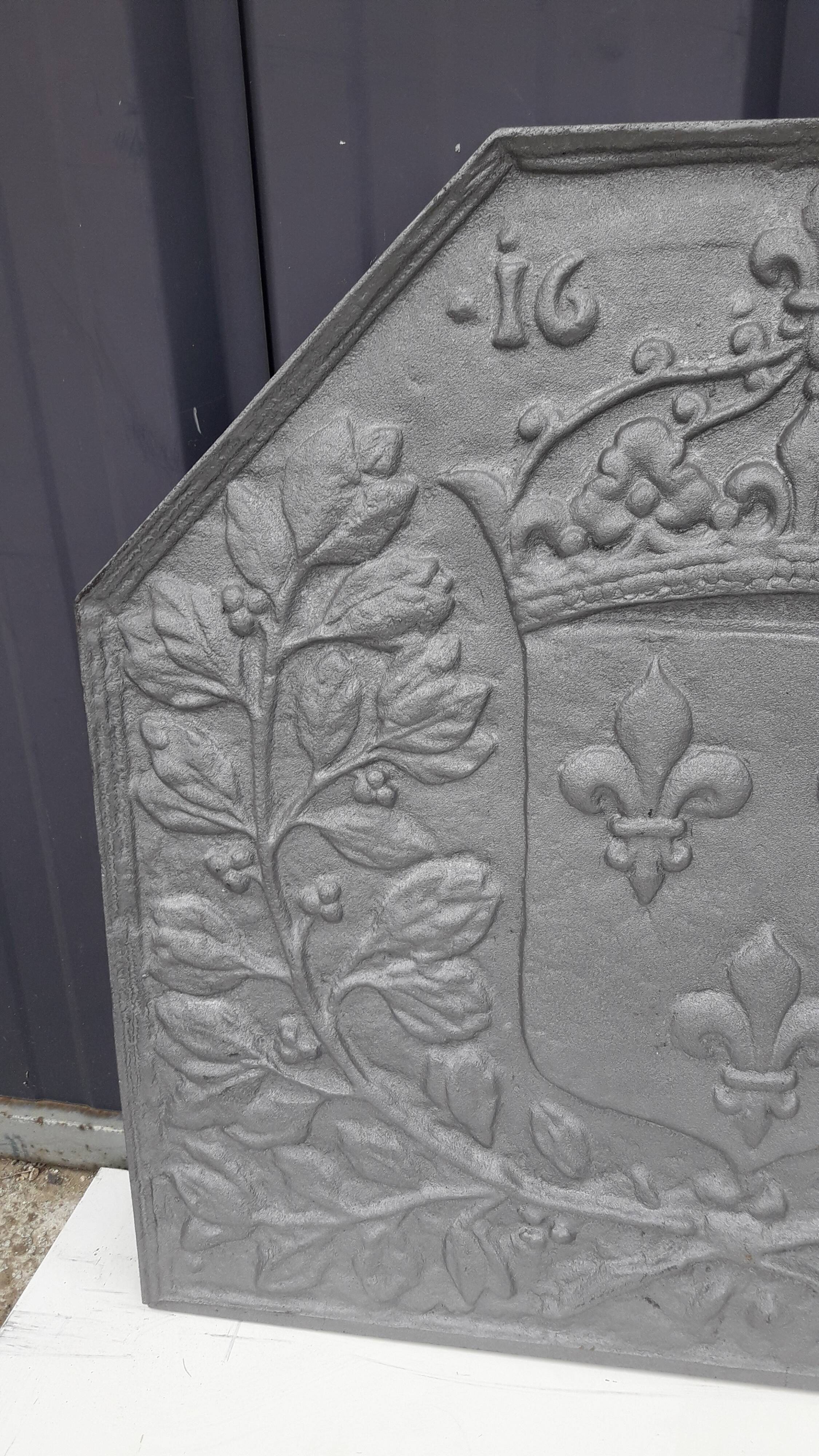 Iron flower iron fireplace plate art foundry never laid