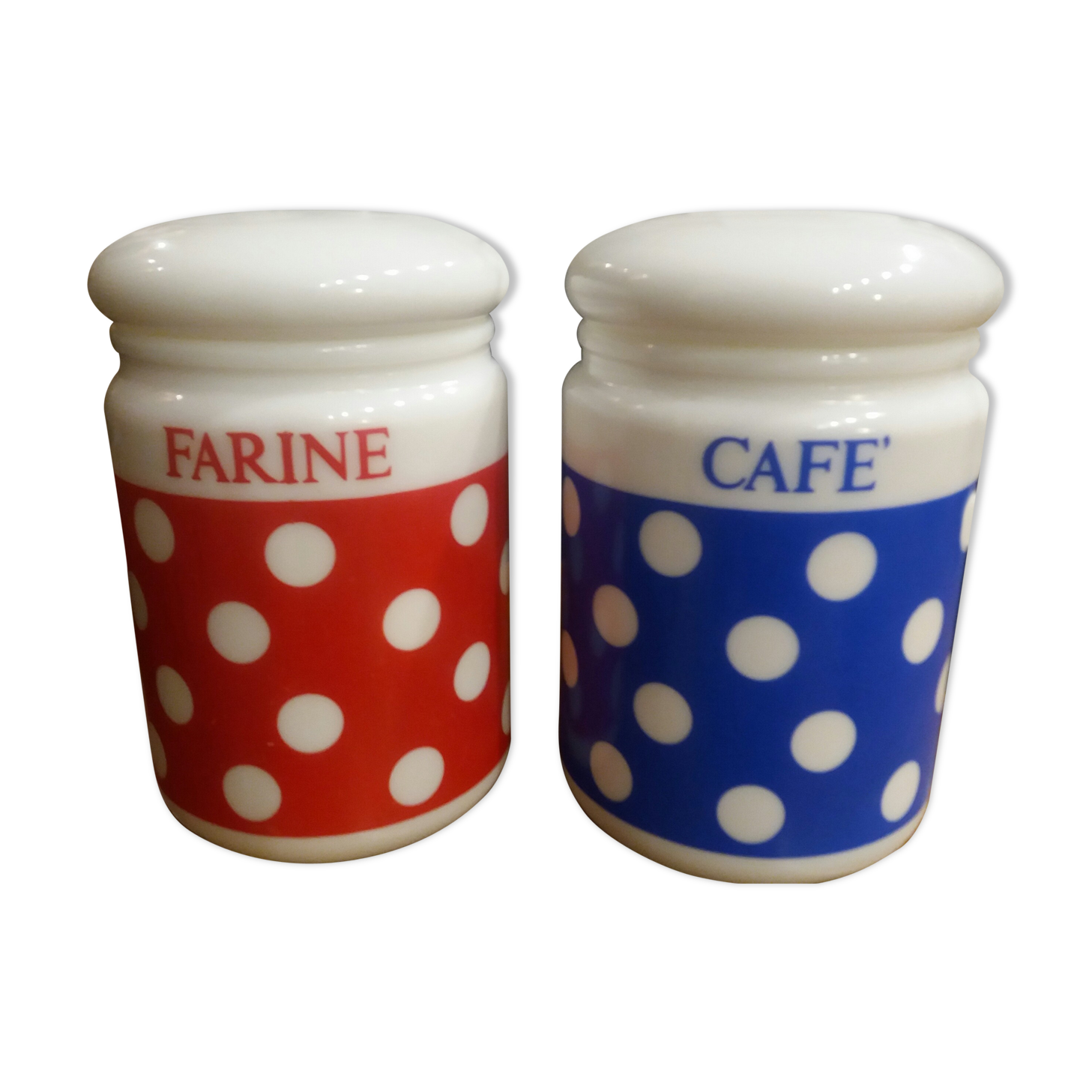 Pots farine et café à pois