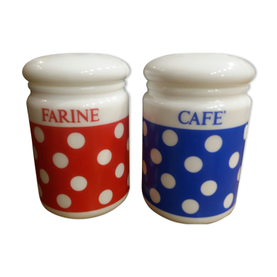 Pots farine et café à pois