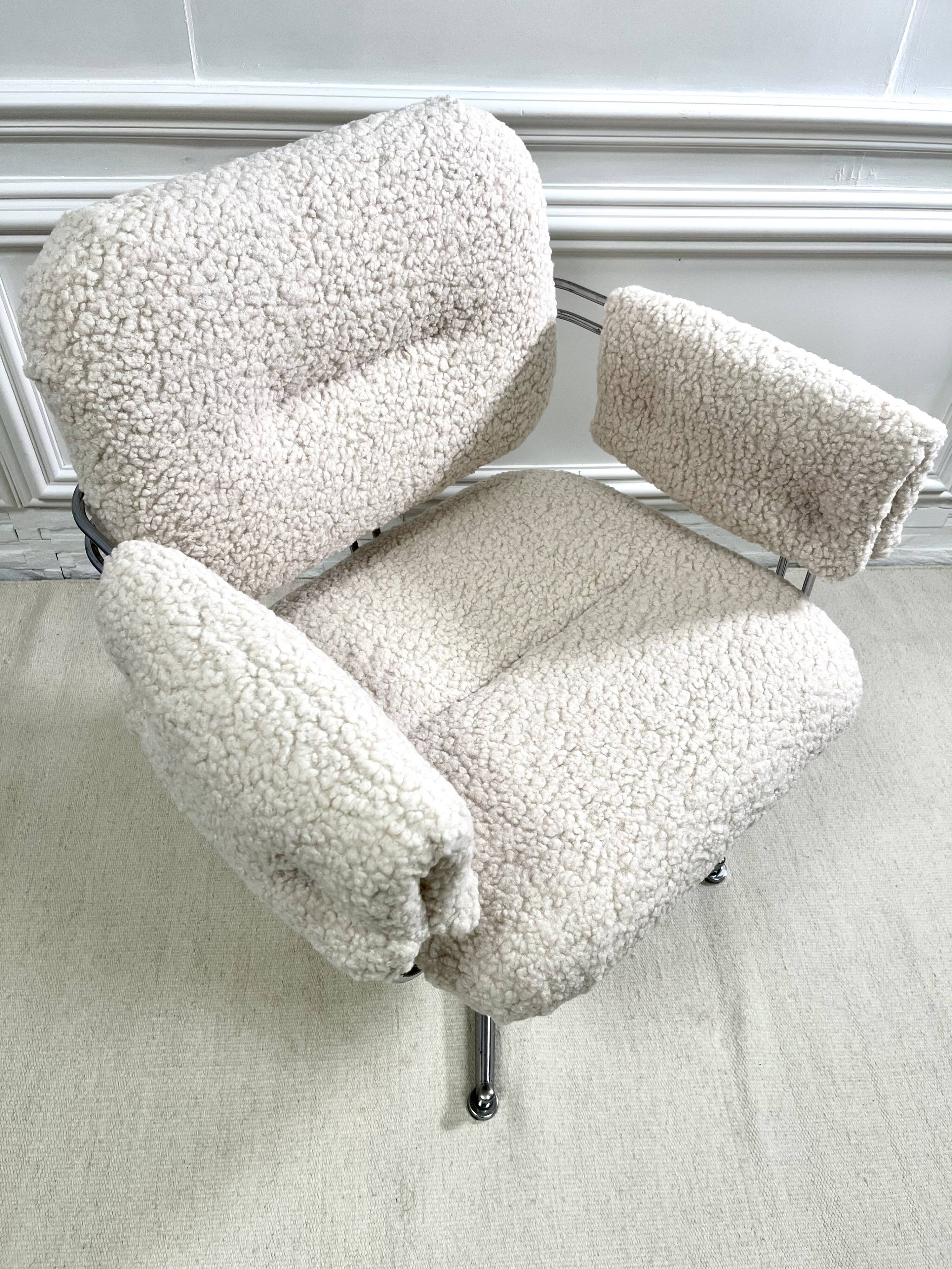 Vintage armchair in faux sheep's fur