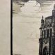 Old illustration of the Cathedral of Rodez, framed.