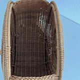 Italian Vintage Large Rattan Snail Basket, 1980s