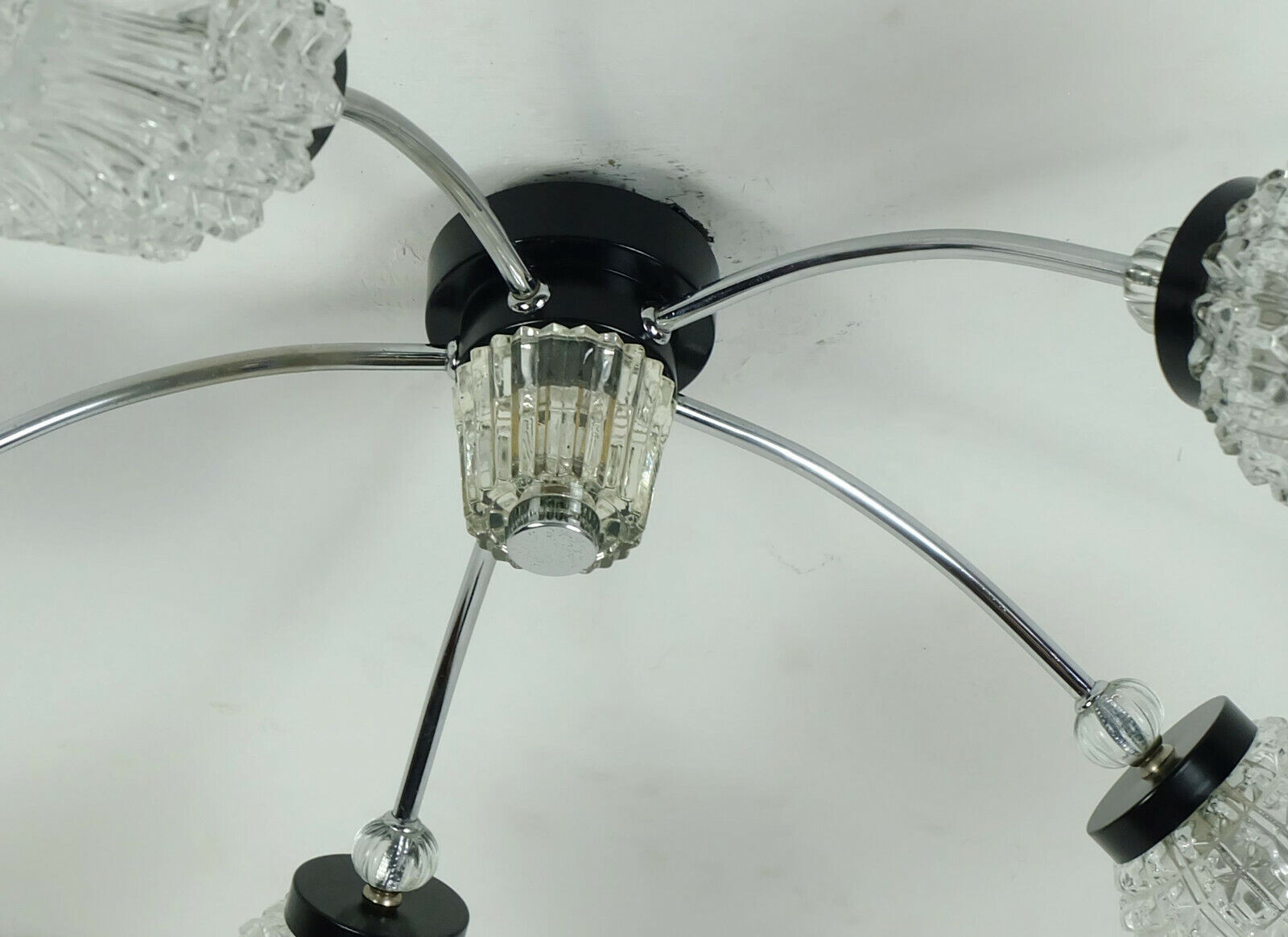 1960's mid century 5-light sputnik spider CEILING LIGHT chrome metal glass