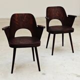 Pair of wooden armchairs by Lubomir Hofmann for Ton (Thonet), 1960
