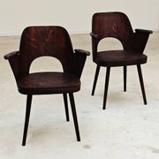 Pair of wooden armchairs by Lubomir Hofmann for Ton (Thonet), 1960