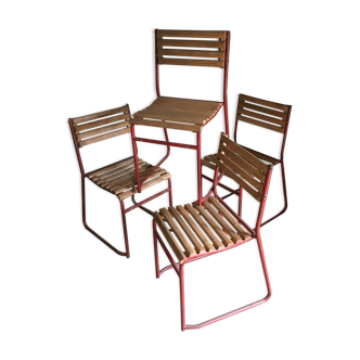 4 red-footed bistro chairs