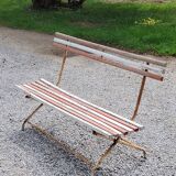 Garden bench with folding wooden slats base tubes from the 50s
