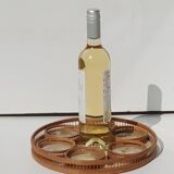 Plateau and 6 rattan and plexi butterfly glass undersides