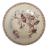Assiette creuse terre de fer rouge modèle chèvrefeuille de Gien faienc