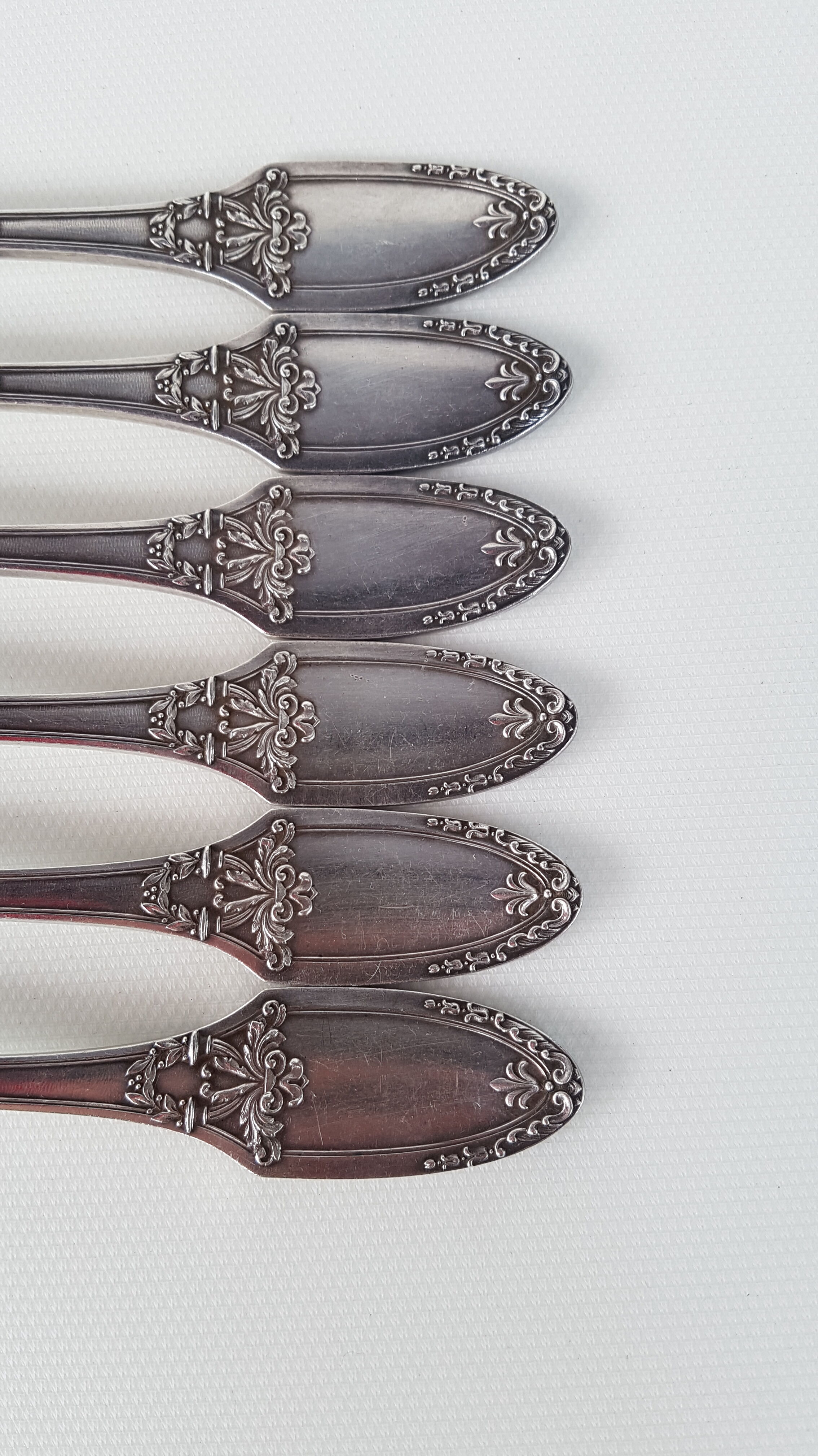 6 silver metal table forks by Boulenger, early 20th century