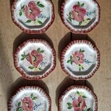 12 antique octagonal dessert plates