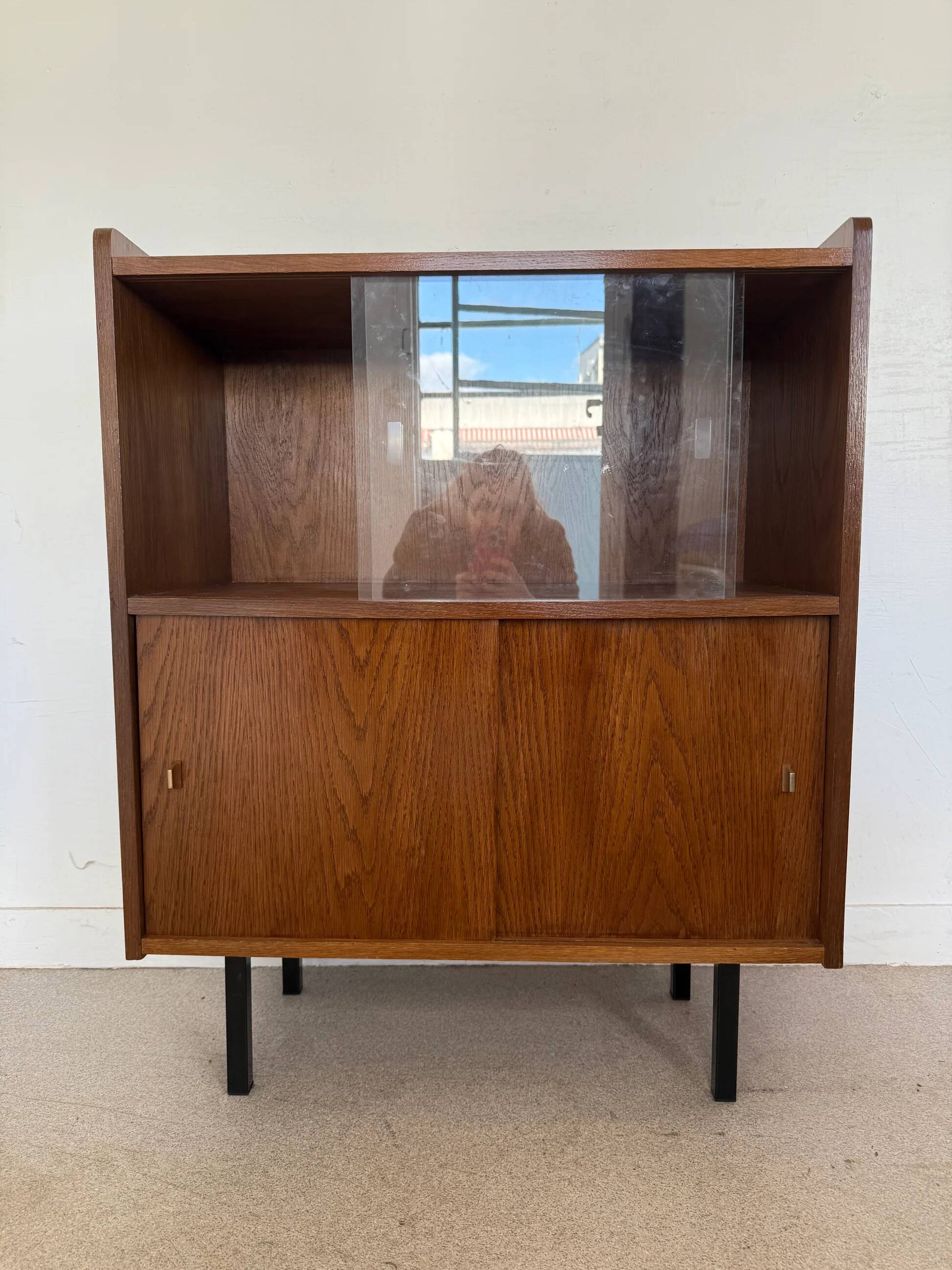 Buffet vaisselier vintage placage chêne