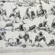 Old engraving 1898, Wrestling, combat sport, boxing • Lithograph, Original plate