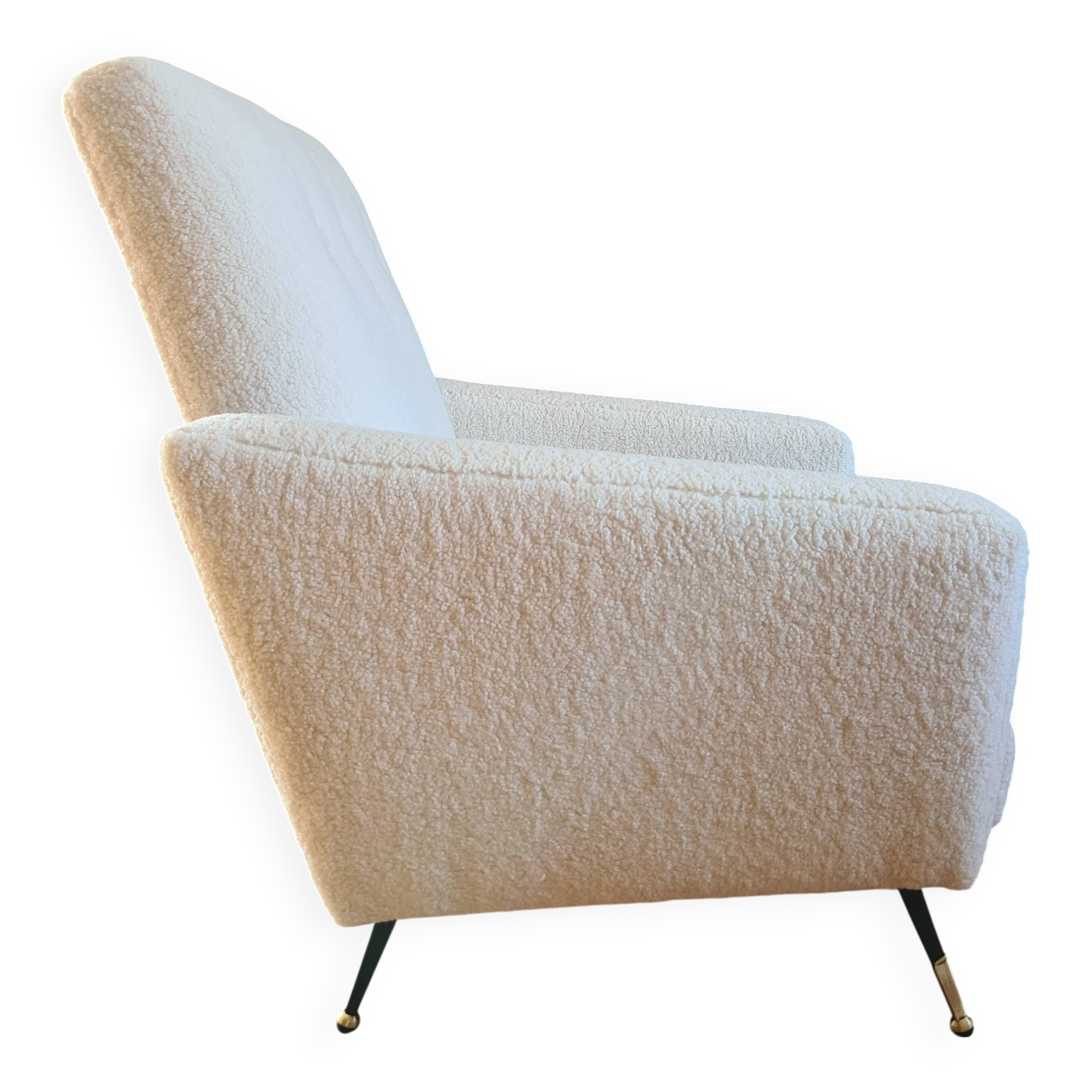 Rockabilly style armchair in white terry fabric