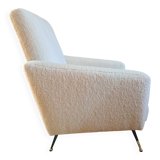 Rockabilly style armchair in white terry fabric