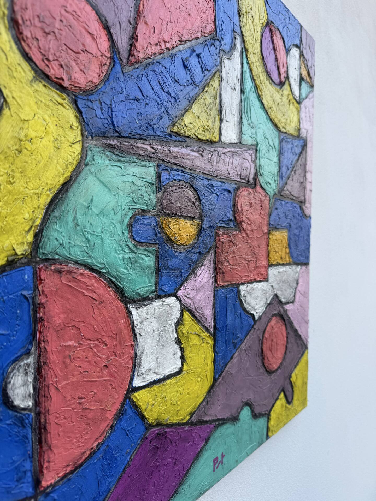 Abstract geometric coloured painting