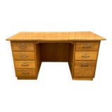 Vintage light oak executive desk
