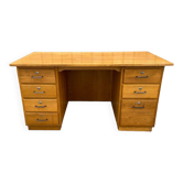 Vintage light oak executive desk