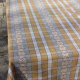 Beige vintage checkered rectangular tablecloth
