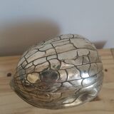 Vintage art deco walnut-shaped box in silver metal
