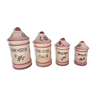 Lot de 4 pots d'apothicaire