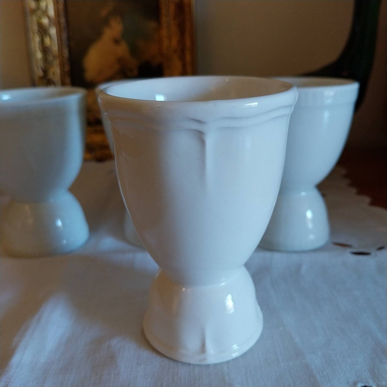 Antique white porcelain mazagrans from France