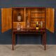 Vintage 20thc italian dry bar cabinet with 'woven' front decor on stand
