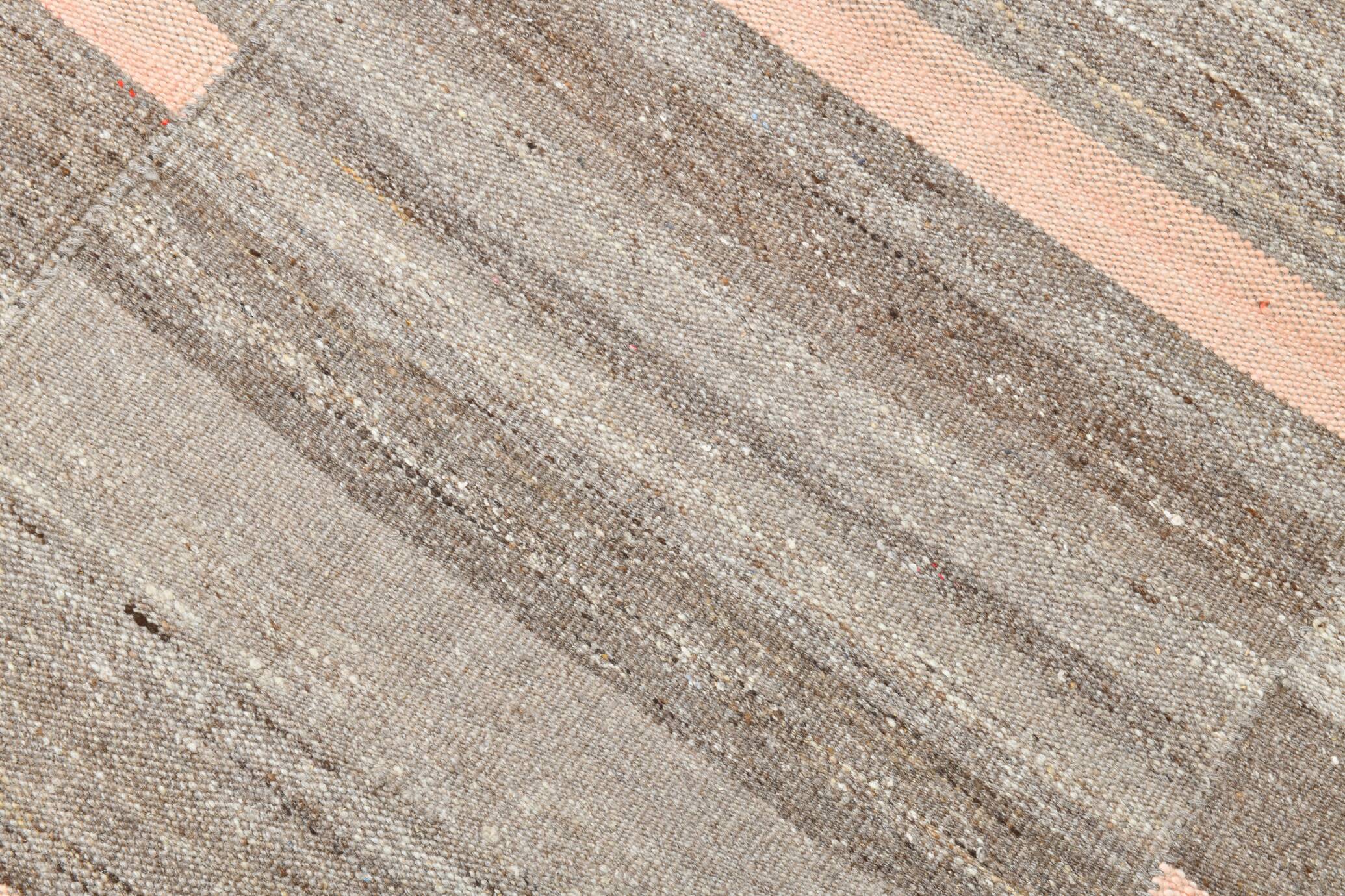 6x10 Salmon & Brown Contemporary Vintage Kilim Rug, 188x304Cm SK 33353