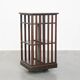 Large Antique English Oak Book Carousel on Original Wheels