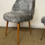 Fauteuil et tabouret moumoute vintage