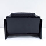 Fauteuil Simone en cuir noir par Ufficio Progetti Gavina pour Simon International