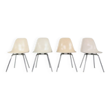 Charles & Ray Eames Set of 4 Off white "H-Base" Chairs for Herman Miller, 1960