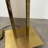 70s floor lamp in brass and smoked plexiglass, Hollywood Regency