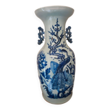 Large Chinese celadon-colored vase with animal and floral decoration, late 19th-early 20th century
