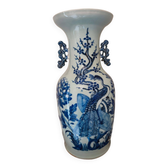 Large Chinese celadon-colored vase with animal and floral decoration, late 19th-early 20th century