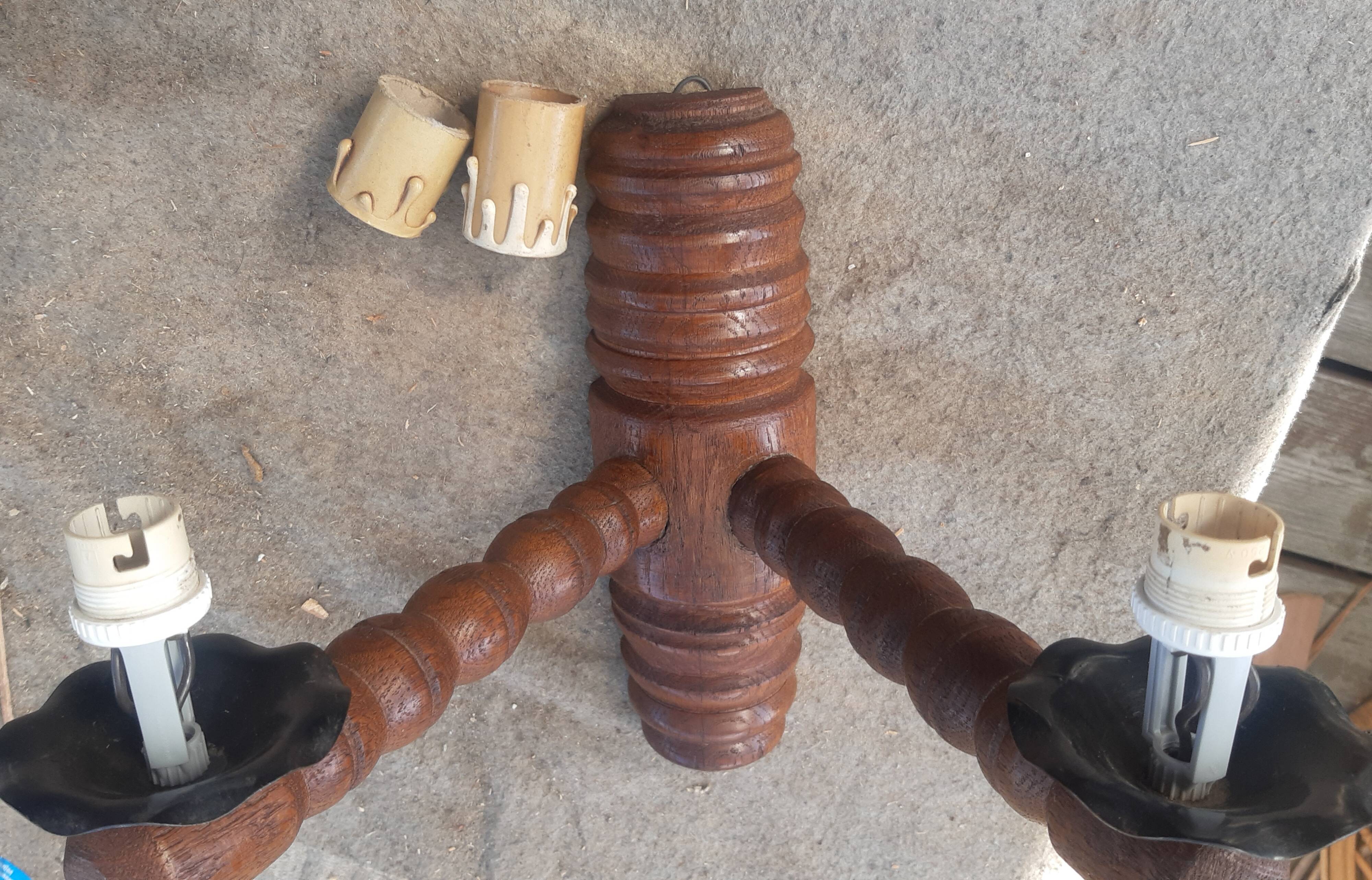 Brutalist turned wood wall light