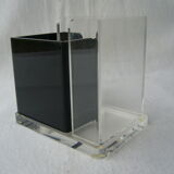Vintage pencil jar in black and white plexiglass
