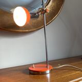 Desk lamp in orange and chrome lacquered metal