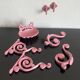 Pink enameled cast iron bathroom set
