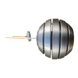 Polished steel pendant lamp with opaline cone 70s