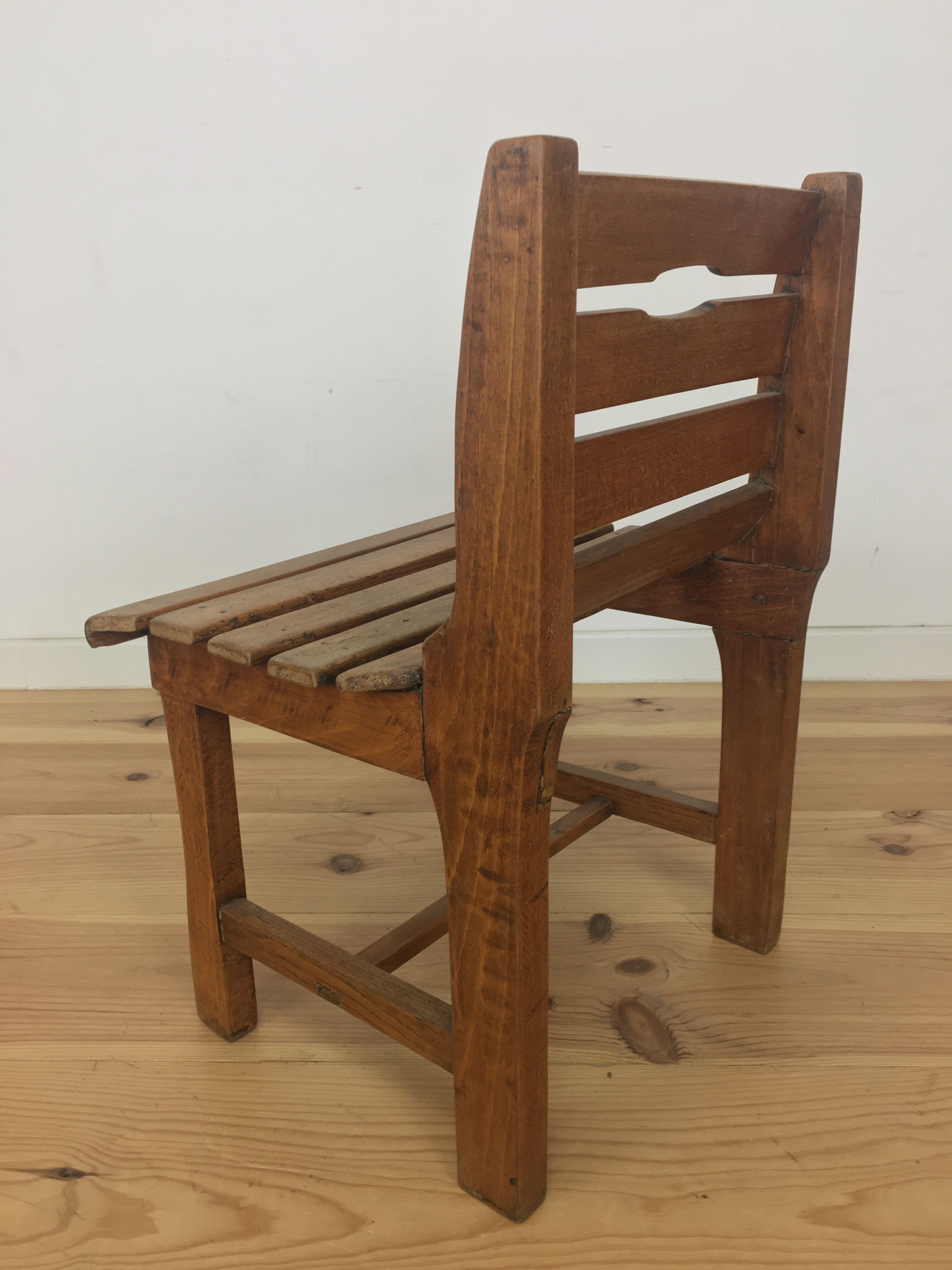 Children's wooden slatted chair