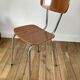 Light brown formica chair and brown tower 70s